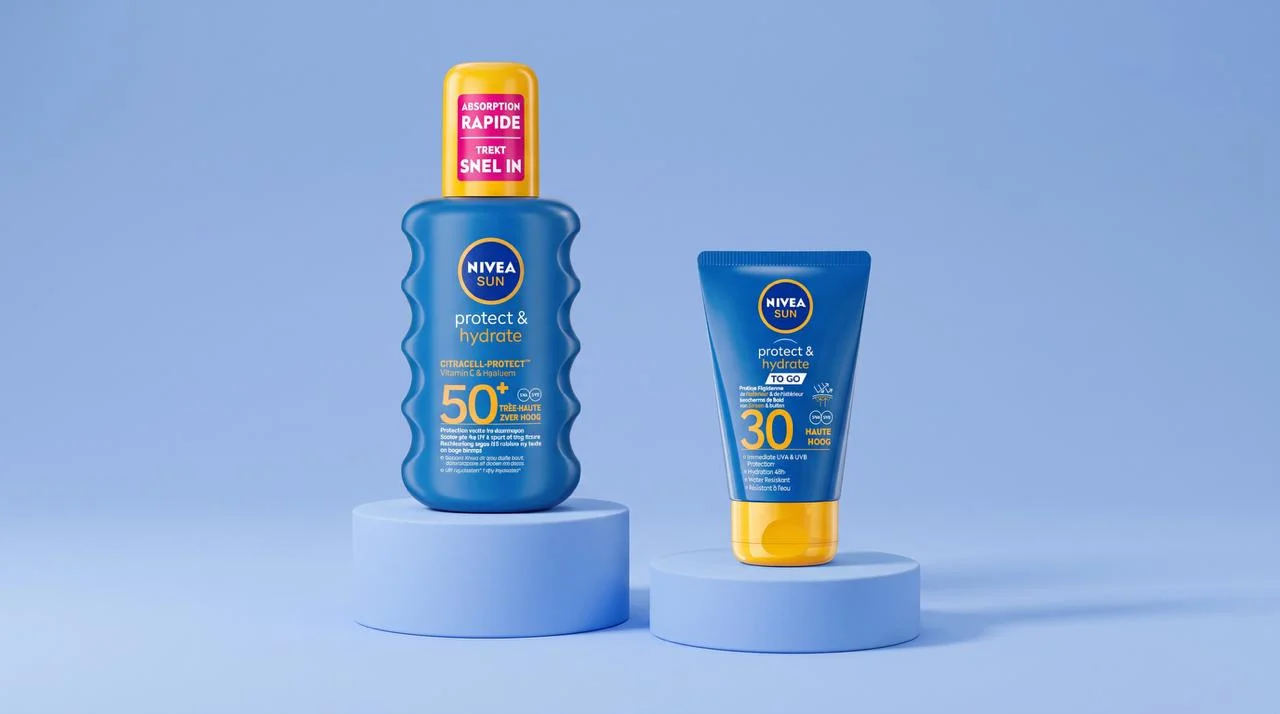 Nivea Sun sunscreen shot as on-brand product photography