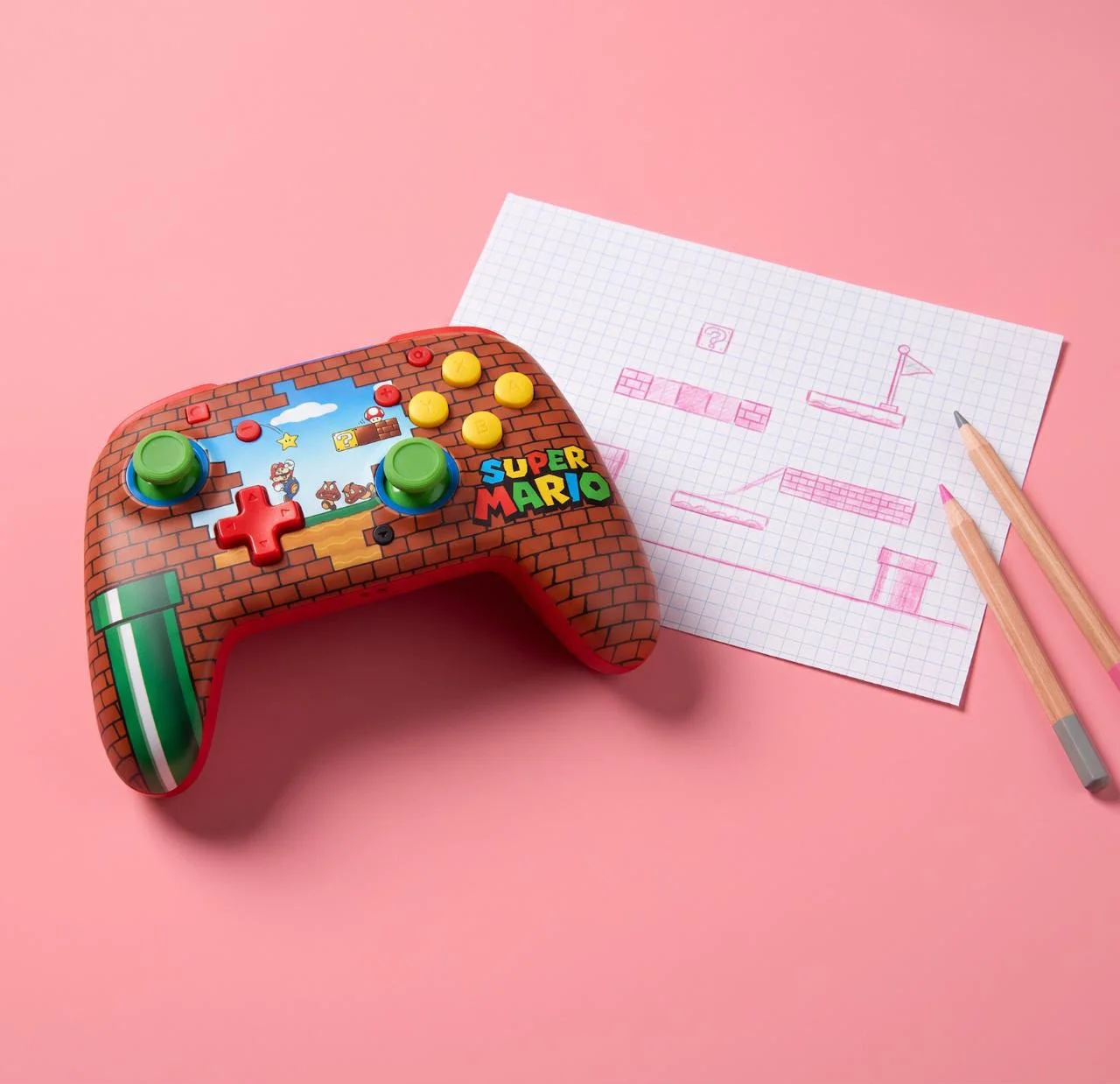 Super Mario controller shot as creative photography in brand style